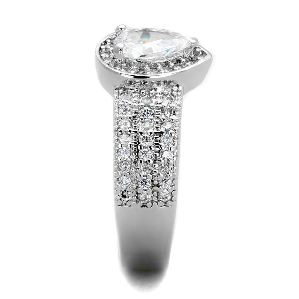 Rhodium Brass Ring with AAA Grade CZ in Clear