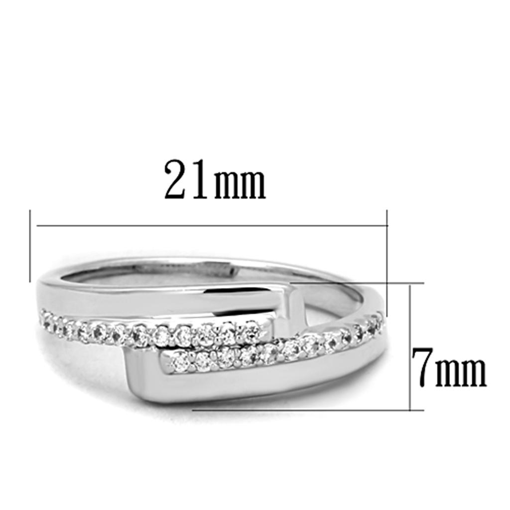Rhodium Brass Ring with AAA Grade CZ in Clear