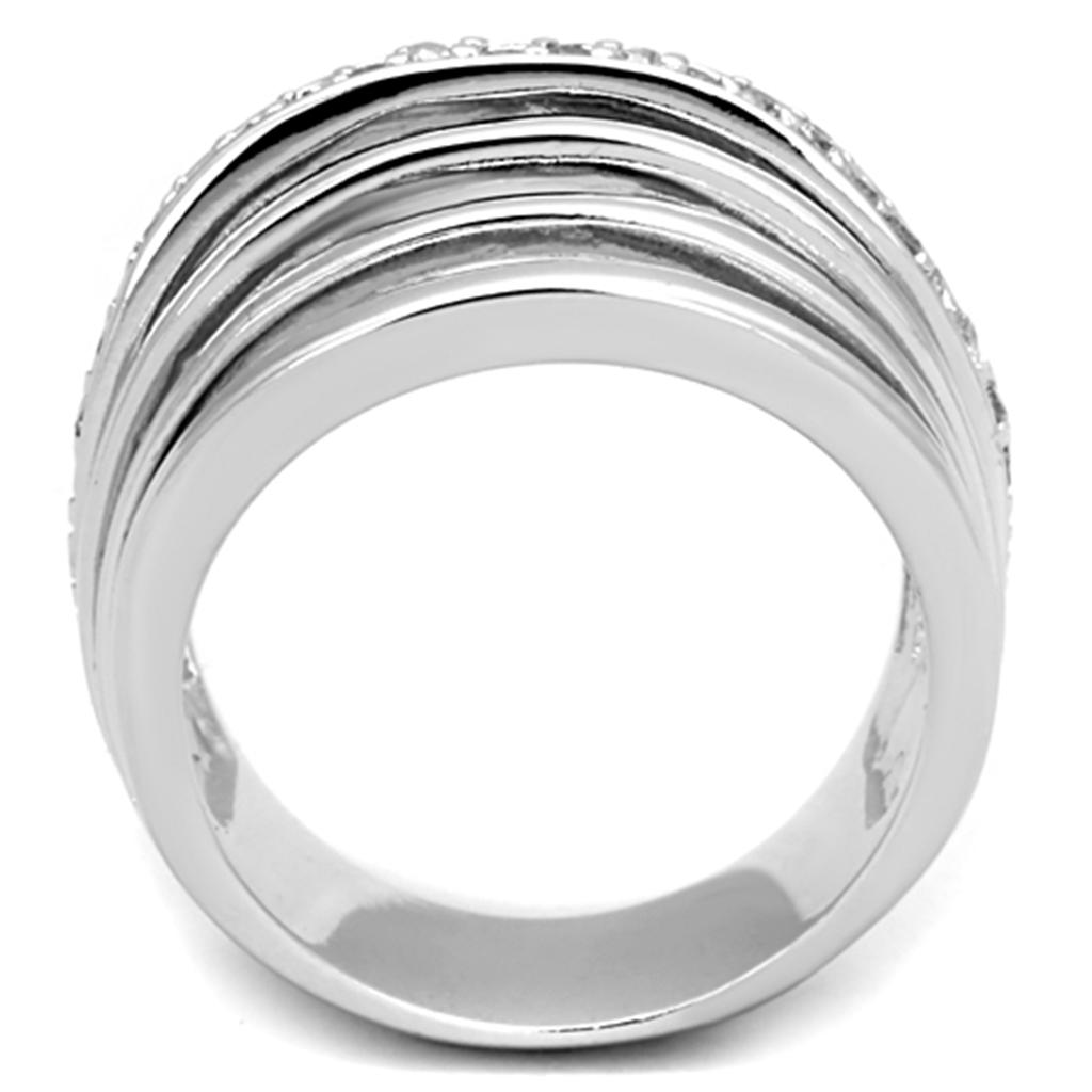 Rhodium Brass Ring with AAA Grade CZ in Clear