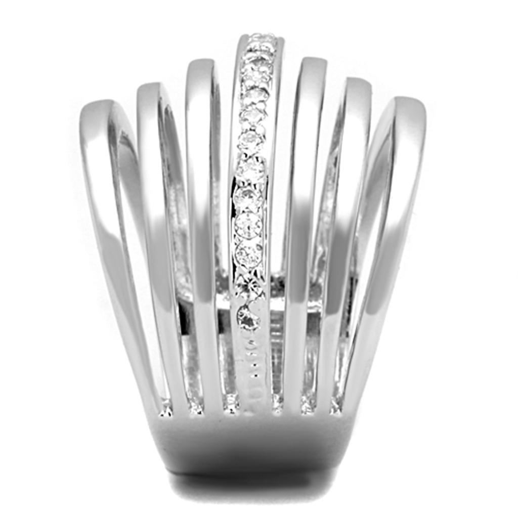 Rhodium Brass Ring with AAA Grade CZ in Clear