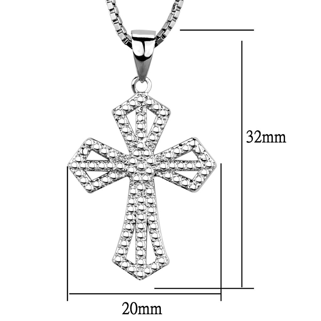 Rhodium Brass Chain Pendant with AAA Grade CZ in Clear