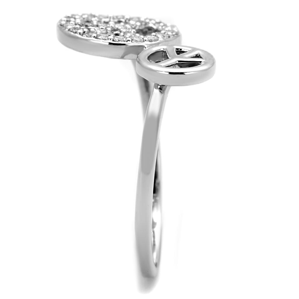 Rhodium Brass Ring with AAA Grade CZ in Clear