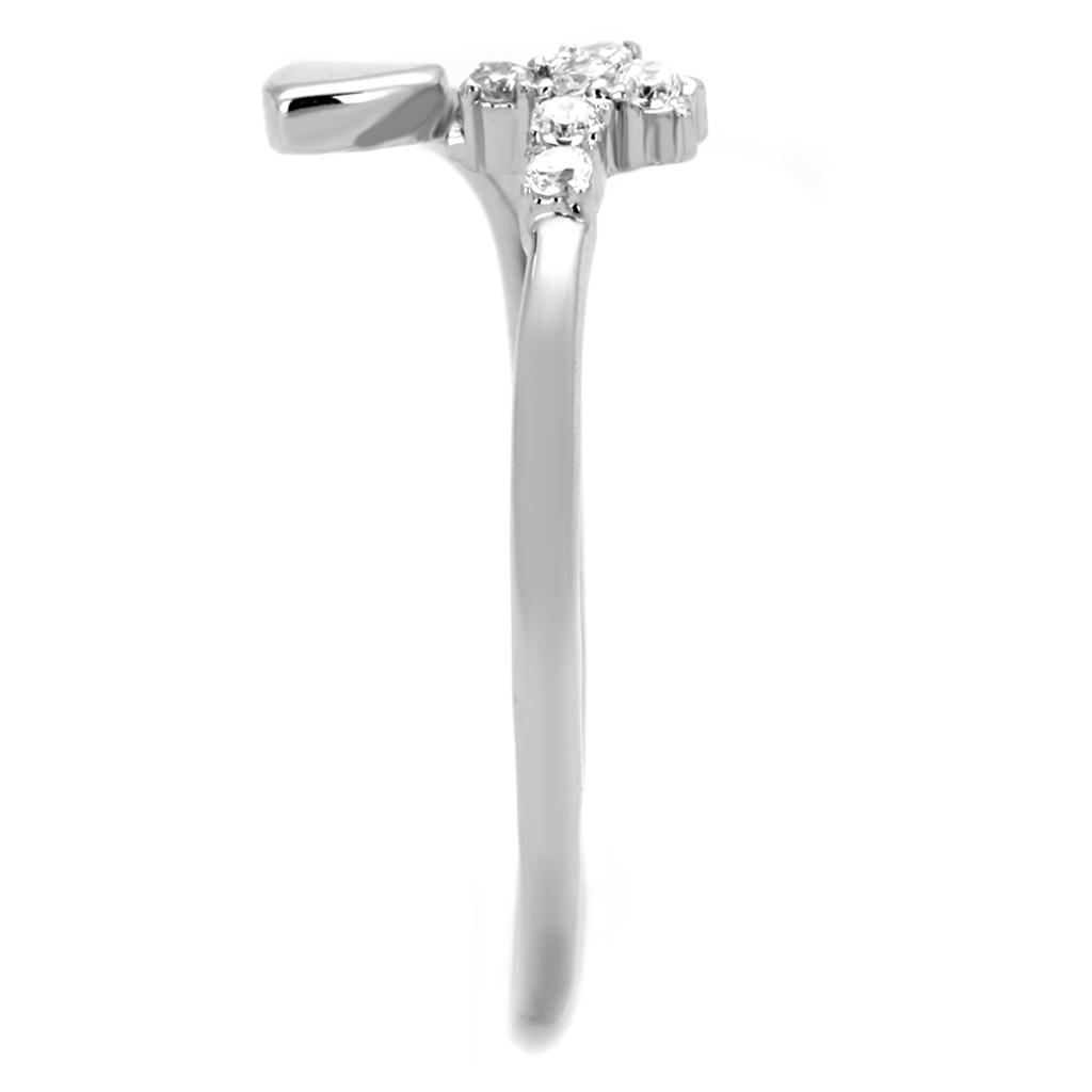 Rhodium Brass Ring with AAA Grade CZ in Clear