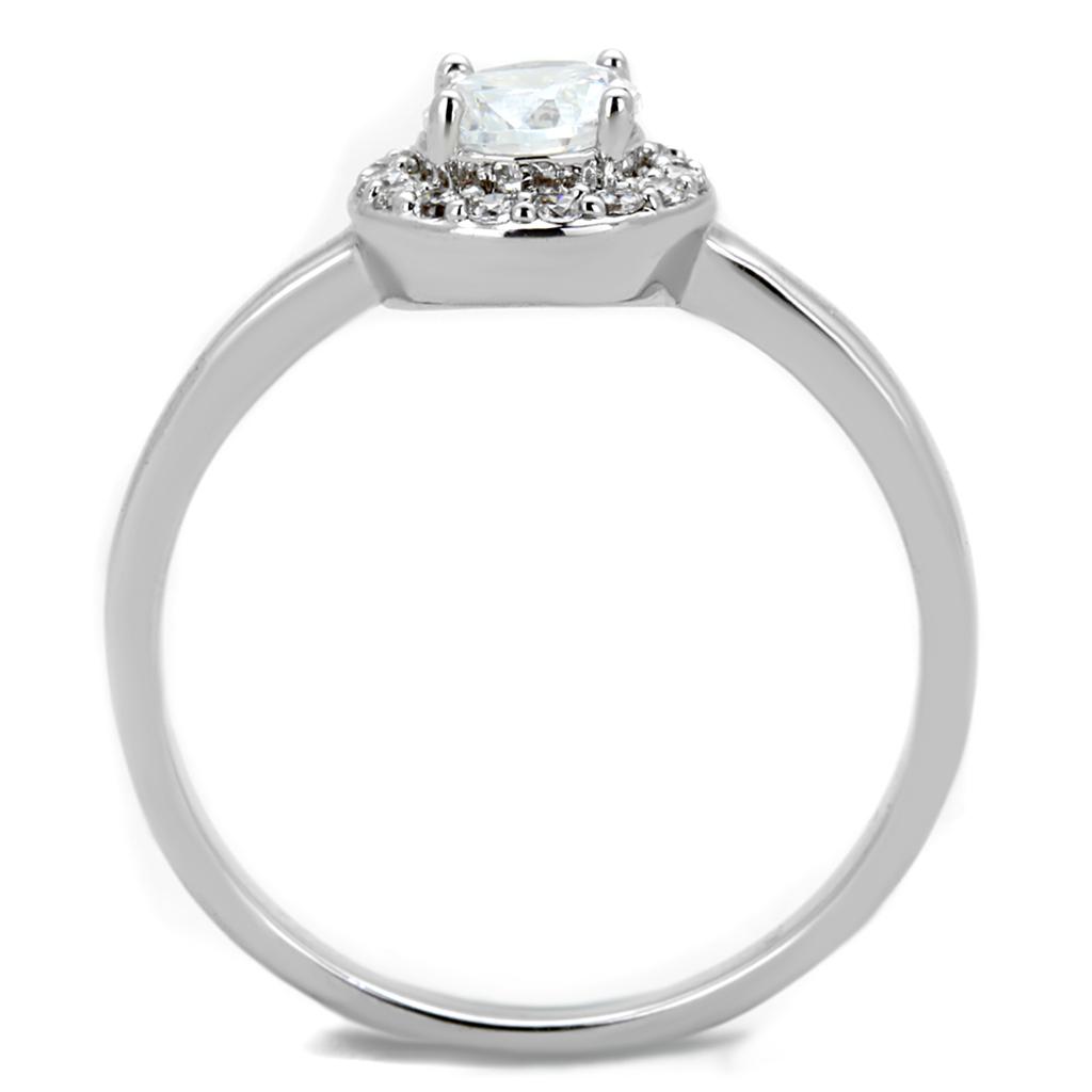 Rhodium Brass Ring with AAA Grade CZ in Clear