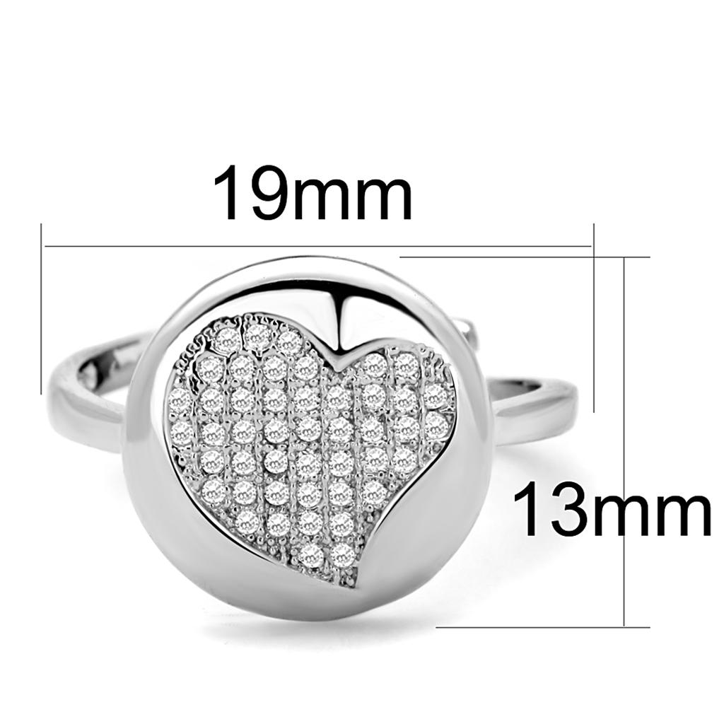 Rhodium Brass Ring with AAA Grade CZ in Clear