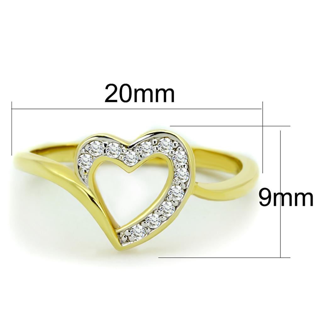 Gold+Rhodium Brass Ring with AAA Grade CZ in Clear