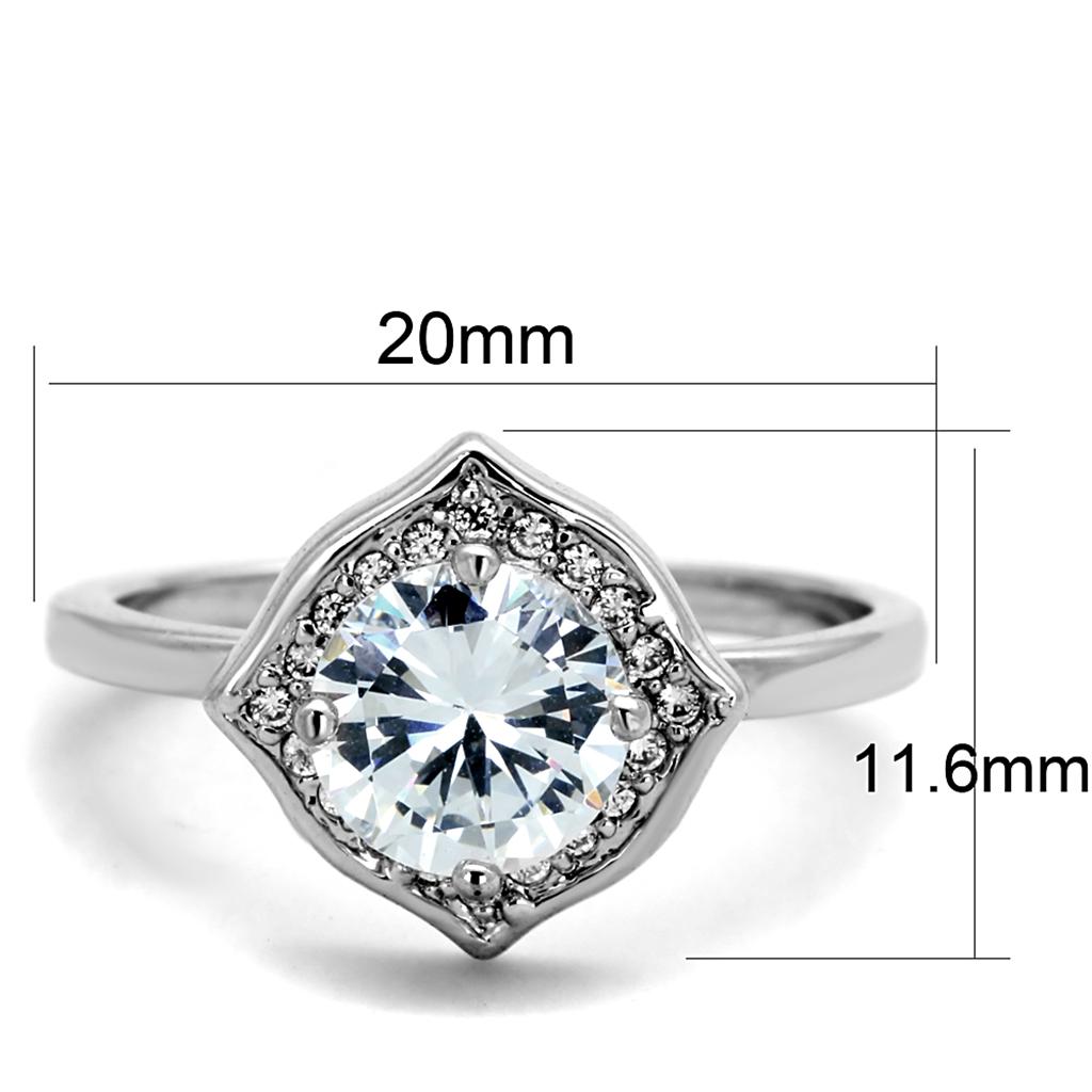 Rhodium Brass Ring with AAA Grade CZ in Clear