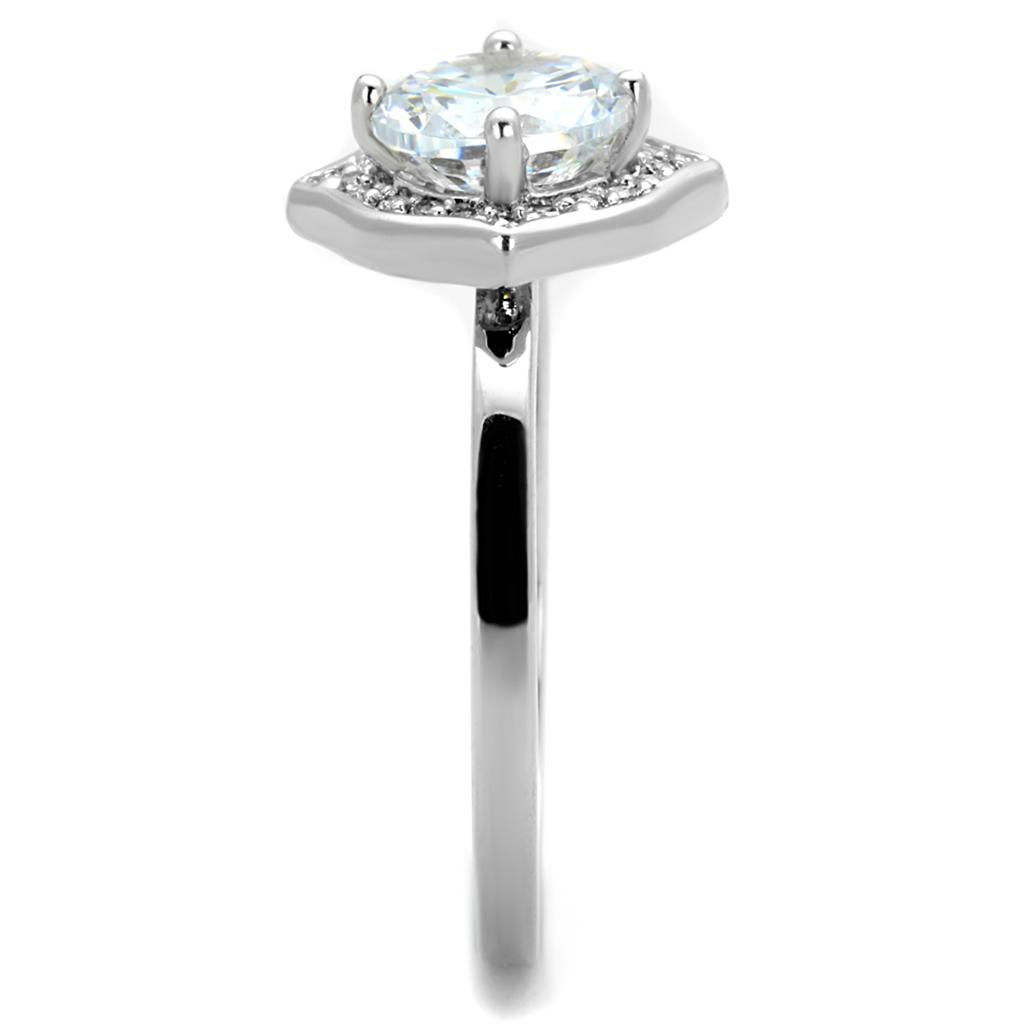 Rhodium Brass Ring with AAA Grade CZ in Clear