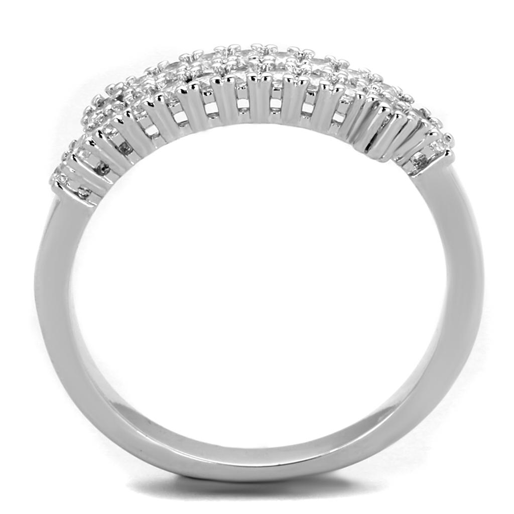 Rhodium Brass Ring with AAA Grade CZ in Clear