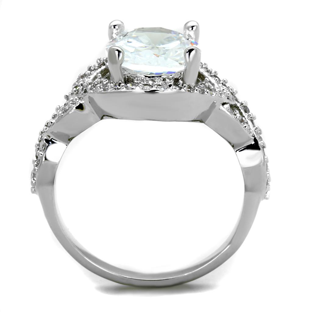 Rhodium Brass Ring with AAA Grade CZ in Clear