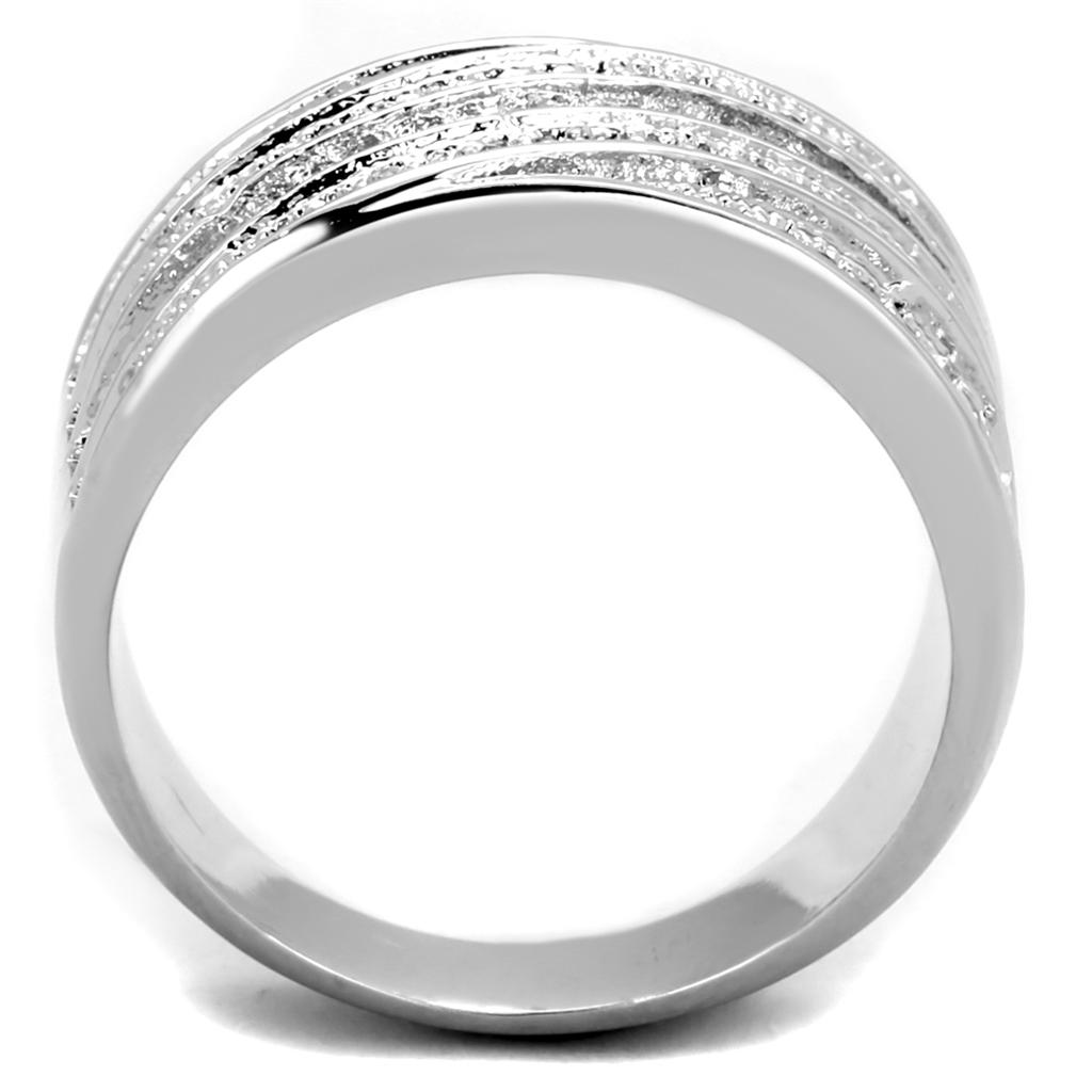 Rhodium Brass Ring with AAA Grade CZ in Clear