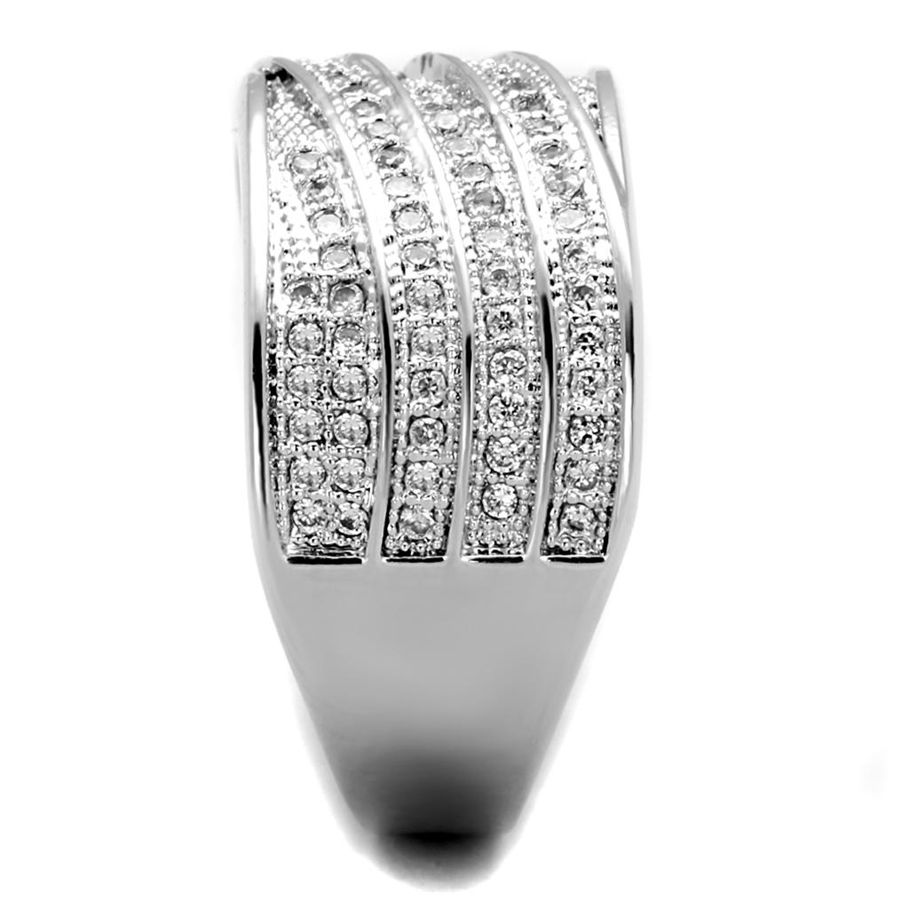 Rhodium Brass Ring with AAA Grade CZ in Clear