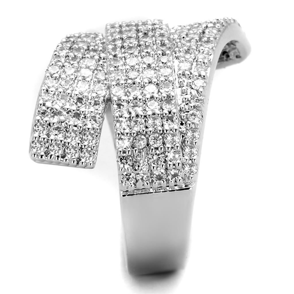 Rhodium Brass Ring with AAA Grade CZ in Clear