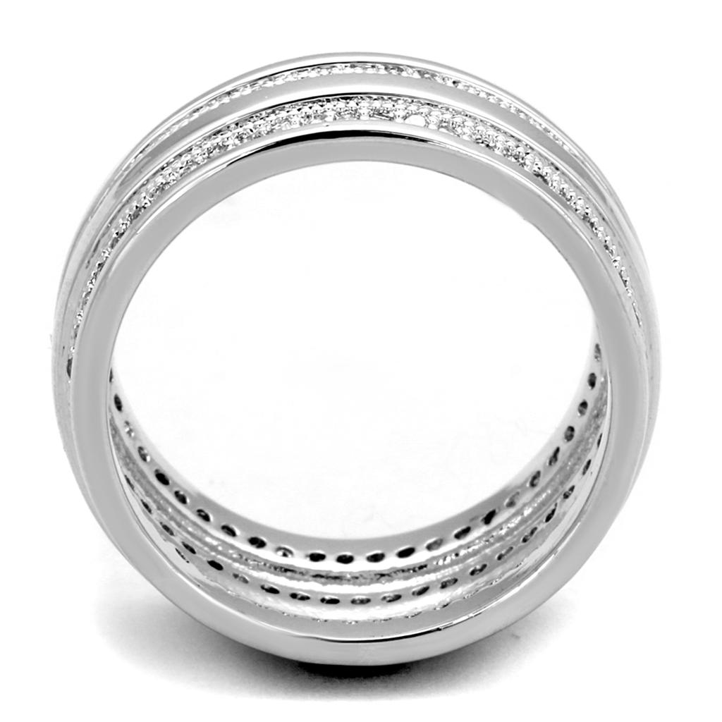 Rhodium Brass Ring with AAA Grade CZ in Clear