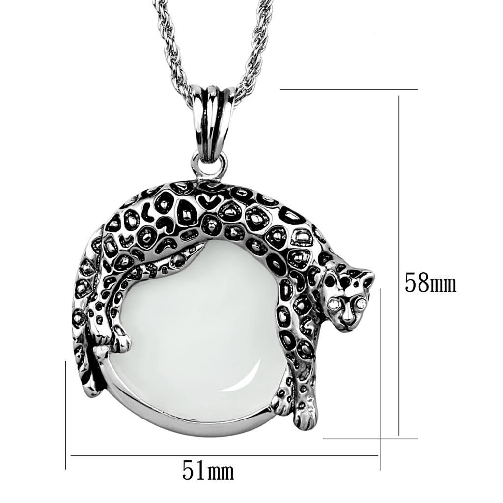 Rhodium Brass Magnifier pendant with Synthetic Synthetic Glass in Clear