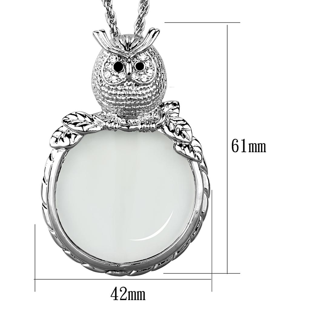 Rhodium Brass Magnifier pendant with Top Grade Crystal in Clear