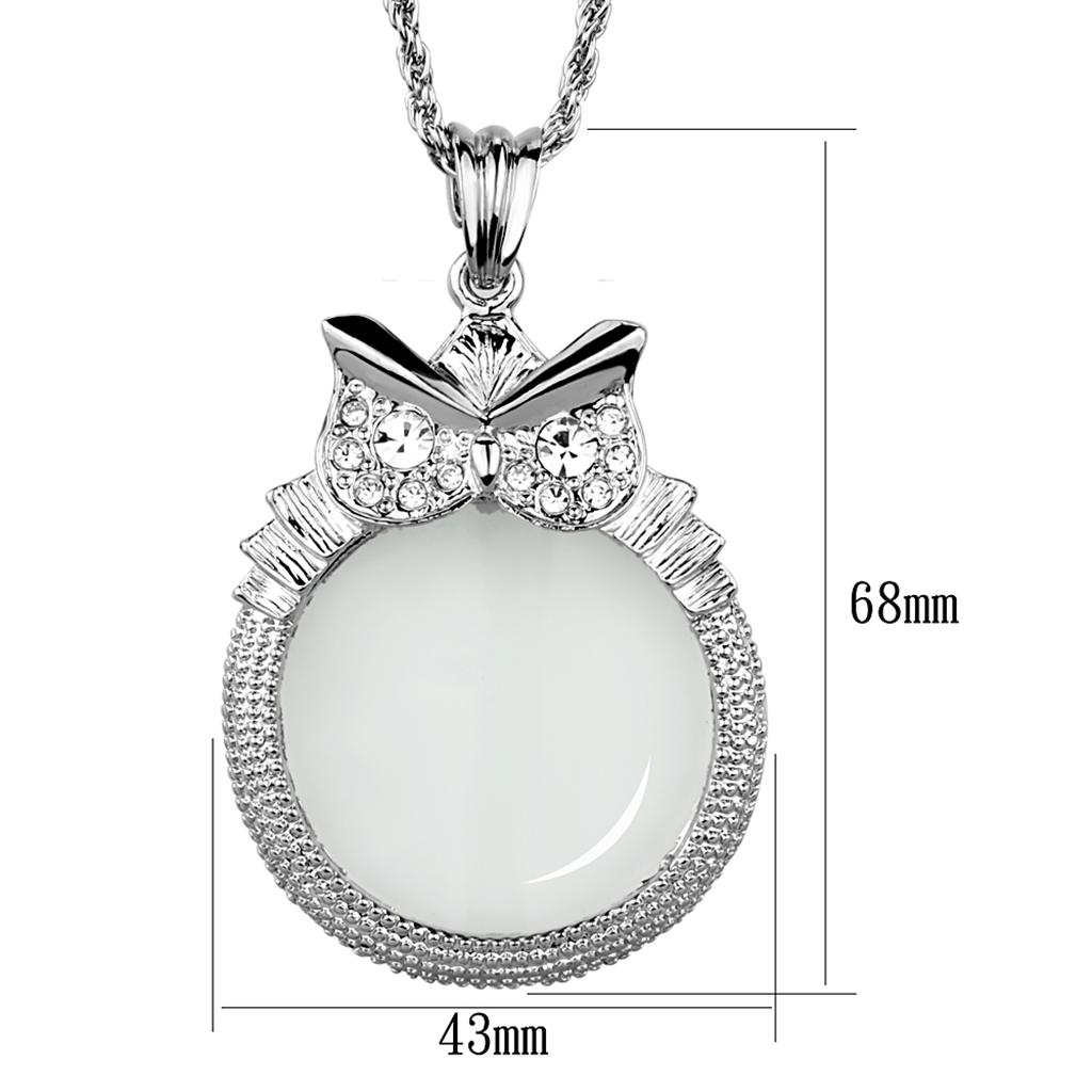 Rhodium Brass Magnifier pendant with Top Grade Crystal in Clear