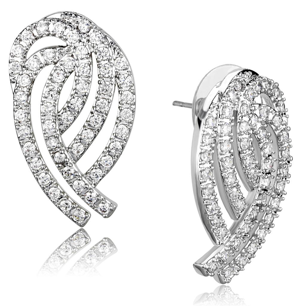 Rhodium Brass Jewelry Sets with AAA Grade CZ in Clear