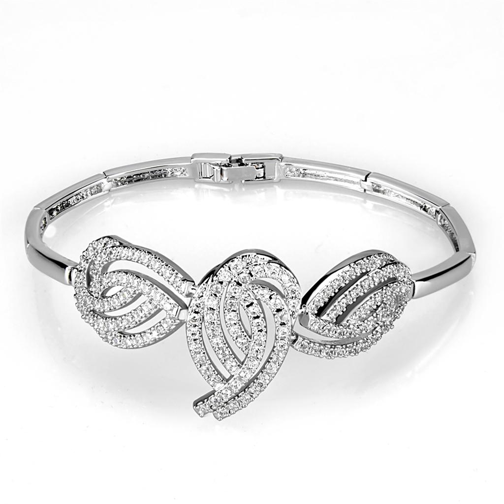 Rhodium Brass Jewelry Sets with AAA Grade CZ in Clear