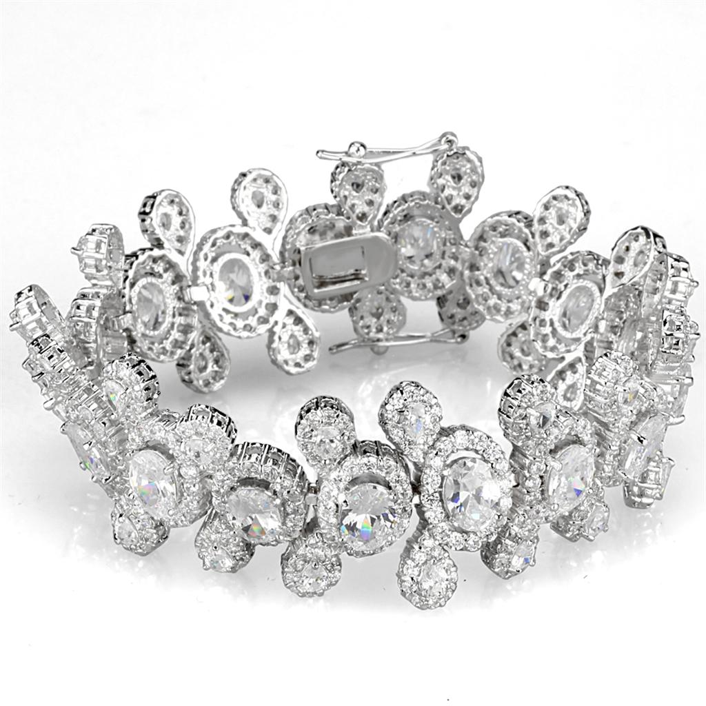 Rhodium Brass Jewelry Sets with AAA Grade CZ in Clear