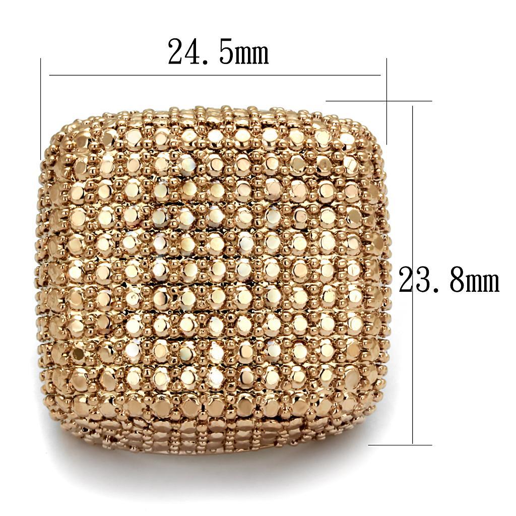 IP Rose Gold(Ion Plating) Brass Ring with AAA Grade CZ in Metallic Light Gold