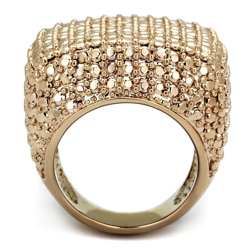 IP Rose Gold(Ion Plating) Brass Ring with AAA Grade CZ in Metallic Light Gold