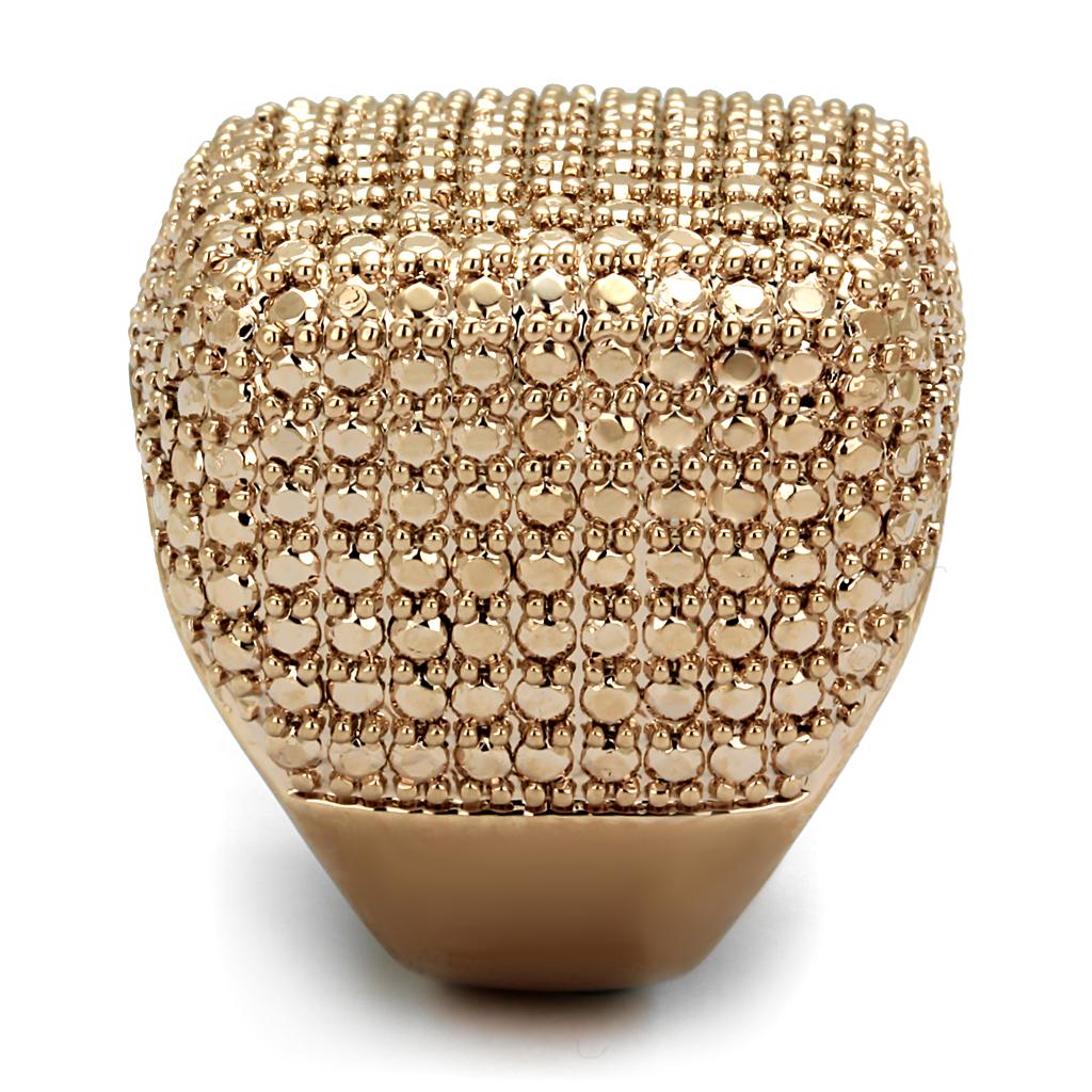 IP Rose Gold(Ion Plating) Brass Ring with AAA Grade CZ in Metallic Light Gold