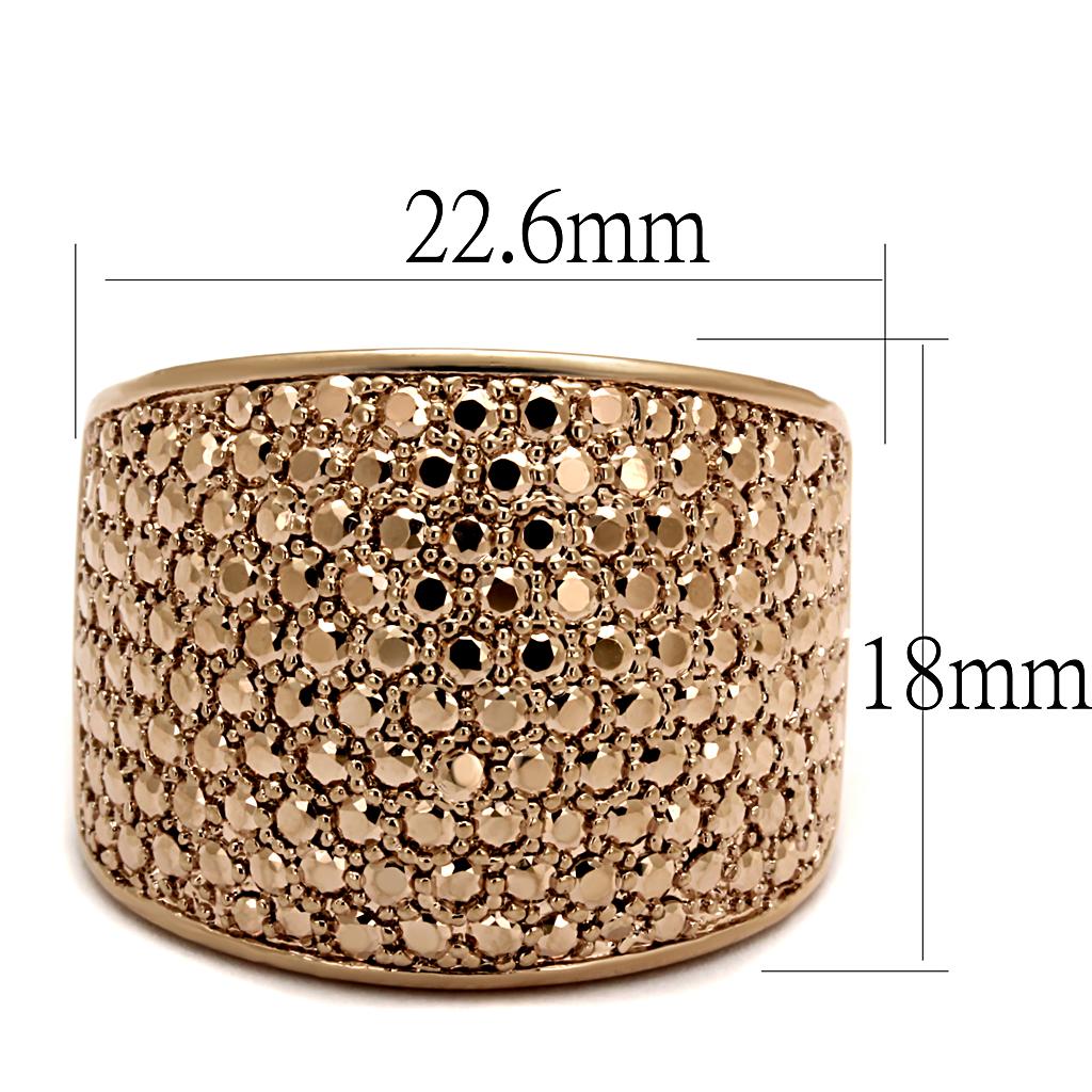 IP Rose Gold(Ion Plating) Brass Ring with AAA Grade CZ in Metallic Light Gold
