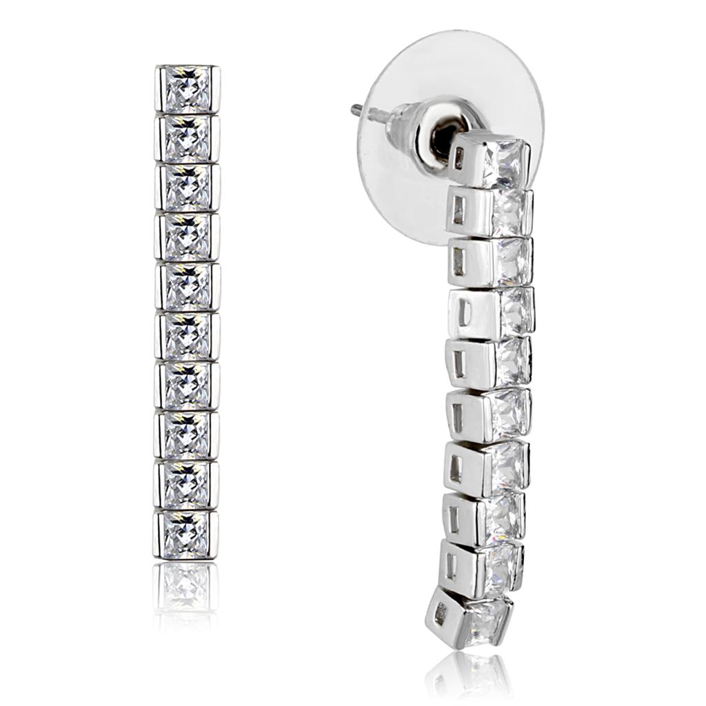 Rhodium Brass Jewelry Sets with AAA Grade CZ in Clear