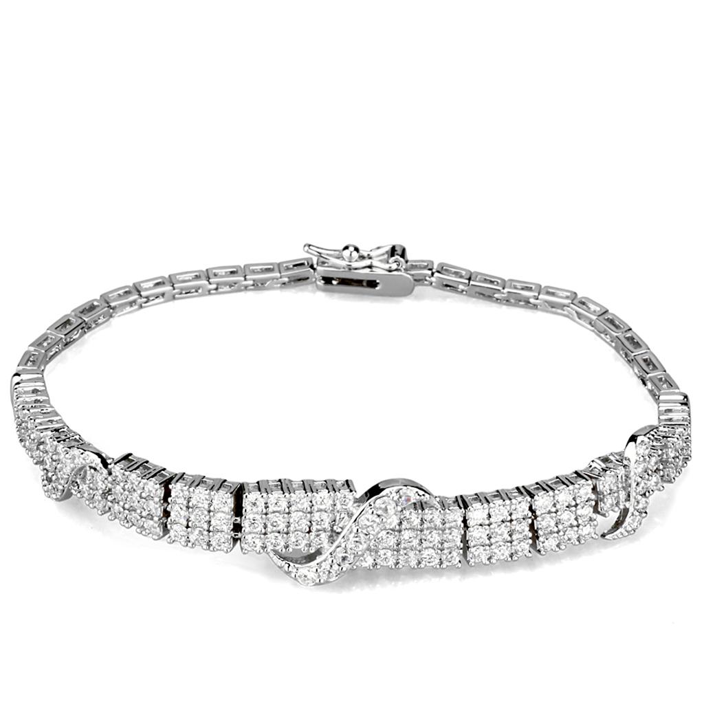 Rhodium Brass Jewelry Sets with AAA Grade CZ in Clear