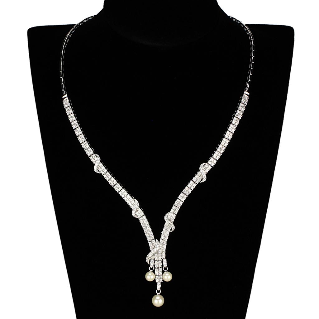 Rhodium Brass Jewelry Sets with AAA Grade CZ in Clear