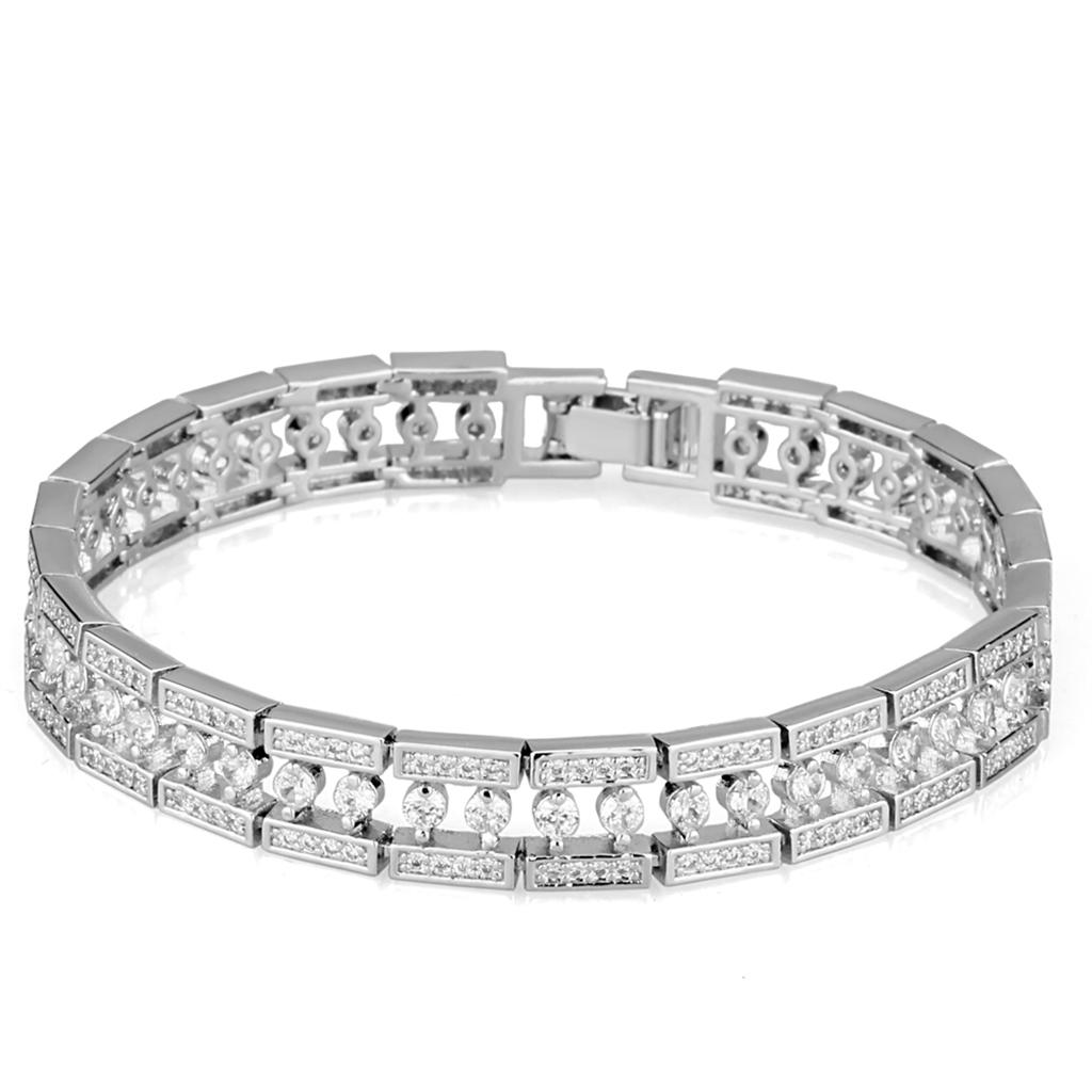 Rhodium Brass Jewelry Sets with AAA Grade CZ in Clear