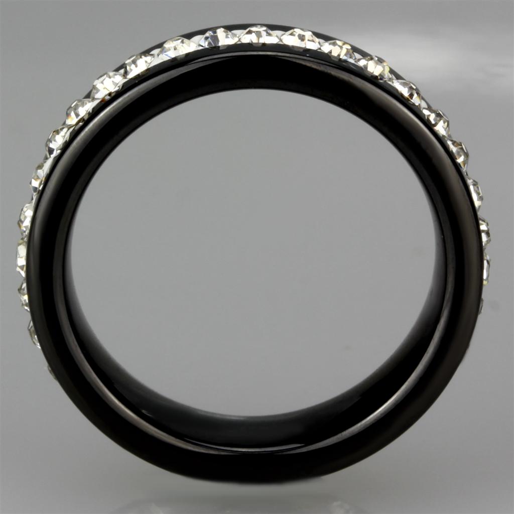 High polished (no plating) Stainless Steel Ring with Ceramic in Jet