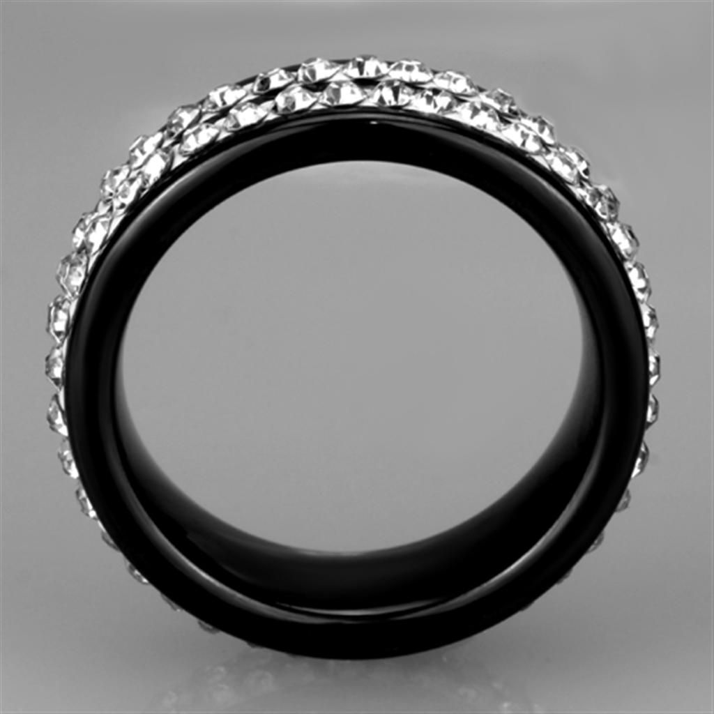 High polished (no plating) Stainless Steel Ring with Ceramic in Jet