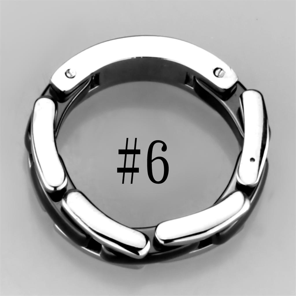 High polished (no plating) Stainless Steel Ring with Ceramic in Jet