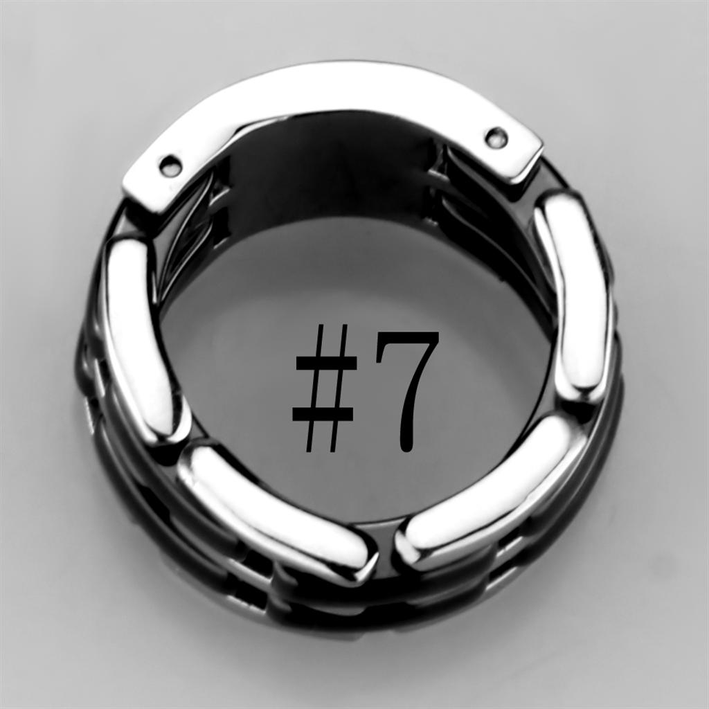 High polished (no plating) Stainless Steel Ring with Ceramic in Jet