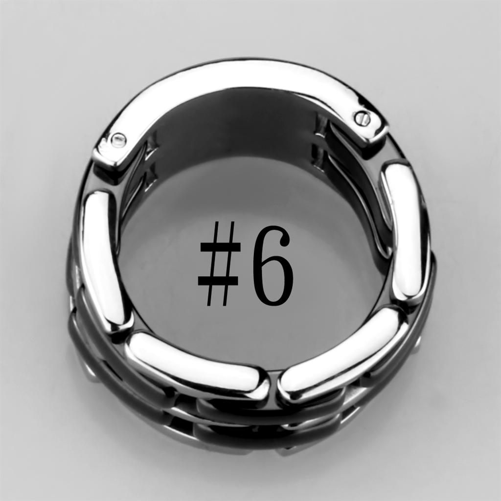 High polished (no plating) Stainless Steel Ring with Ceramic in Jet