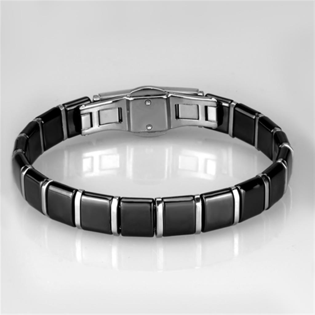 High polished (no plating) Stainless Steel Bracelet with Ceramic in Jet