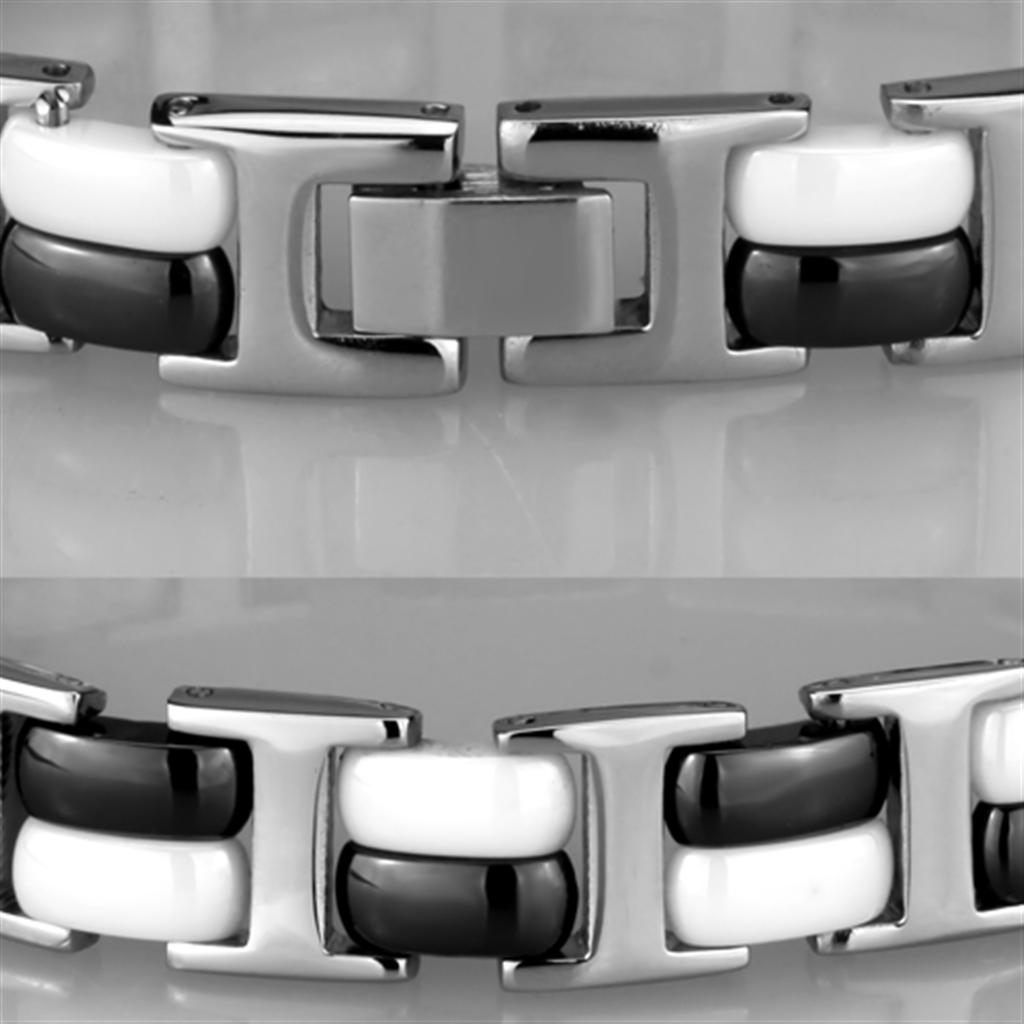 High polished (no plating) Stainless Steel Bracelet with Ceramic in Jet