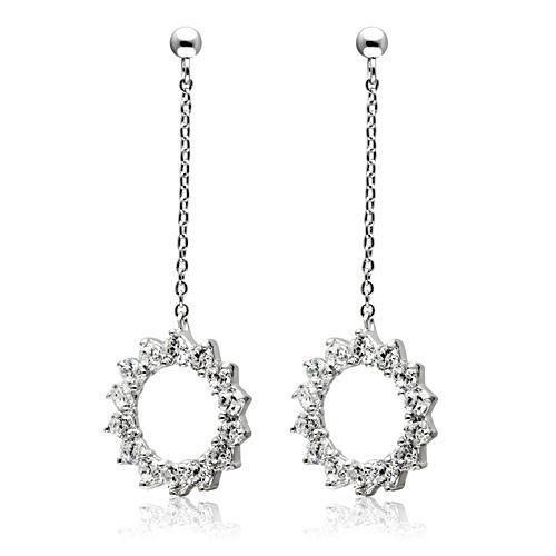 Rhodium Brass Earrings with AAA Grade CZ in Clear