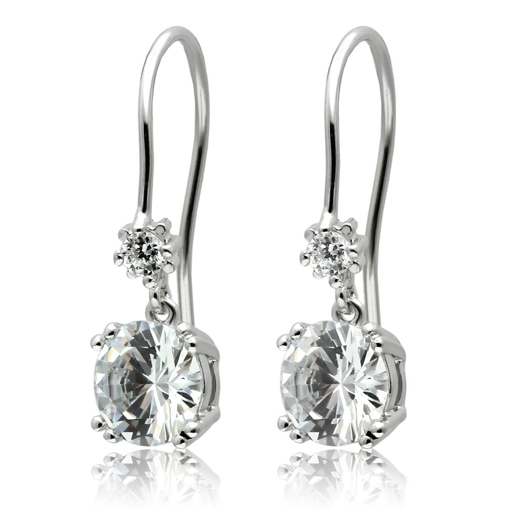 Stainless Steel Earrings with AAA Grade CZ in Clear