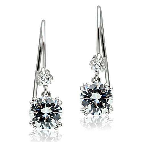 Stainless Steel Earrings with AAA Grade CZ in Clear