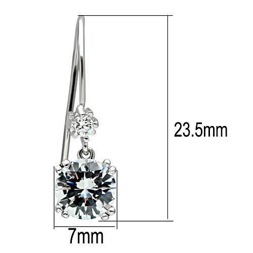 Stainless Steel Earrings with AAA Grade CZ in Clear
