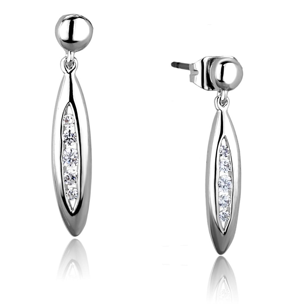 Rhodium Brass Earrings with AAA Grade CZ in Clear