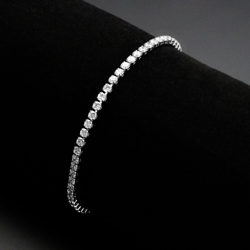 Rhodium Brass Bracelet with AAA Grade CZ in Clear