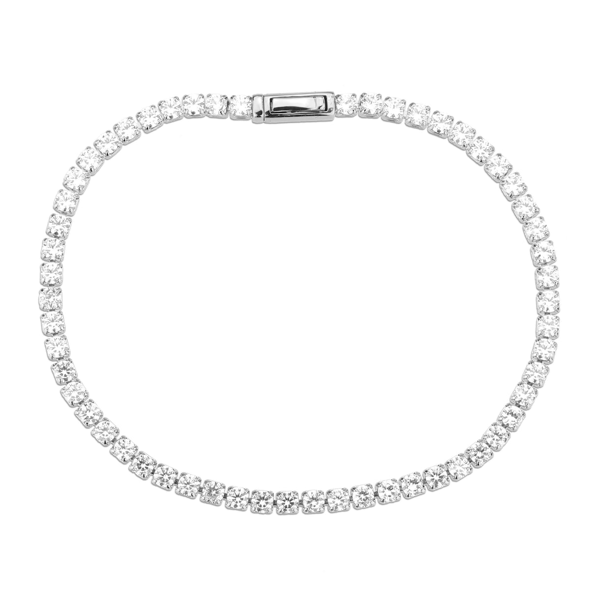 Rhodium Brass Bracelet with AAA Grade CZ in Clear