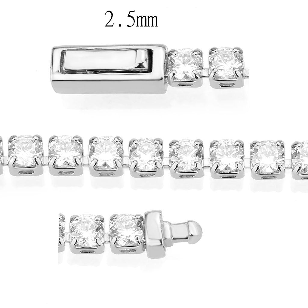 Rhodium Brass Bracelet with AAA Grade CZ in Clear