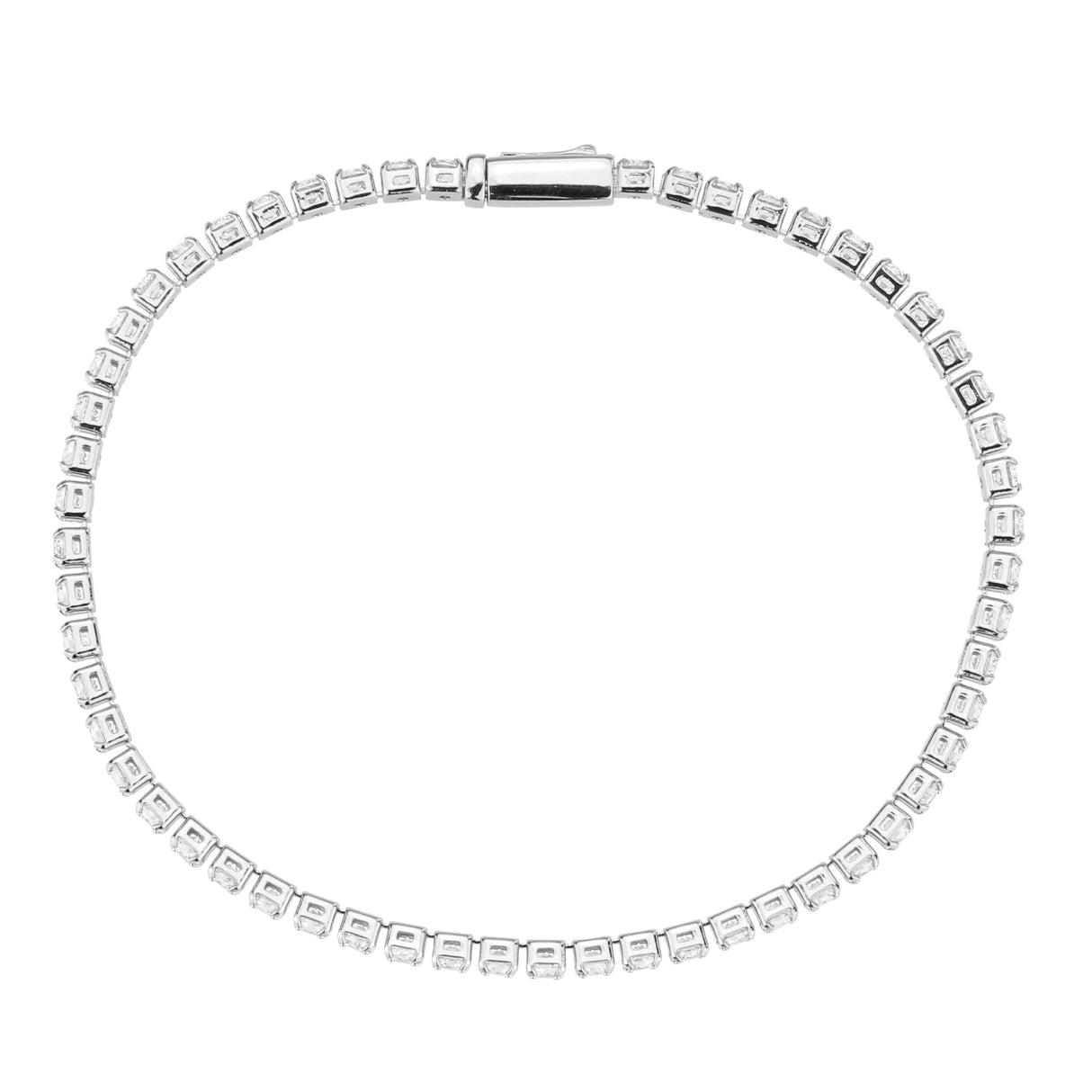 Rhodium Brass Bracelet with AAA Grade CZ in Clear