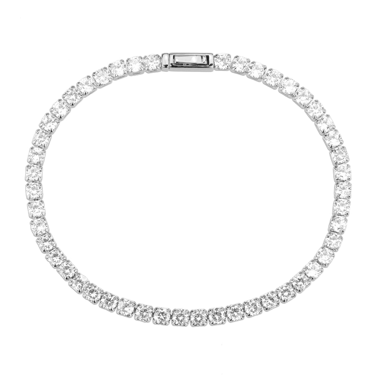 Rhodium Brass Bracelet with AAA Grade CZ in Clear