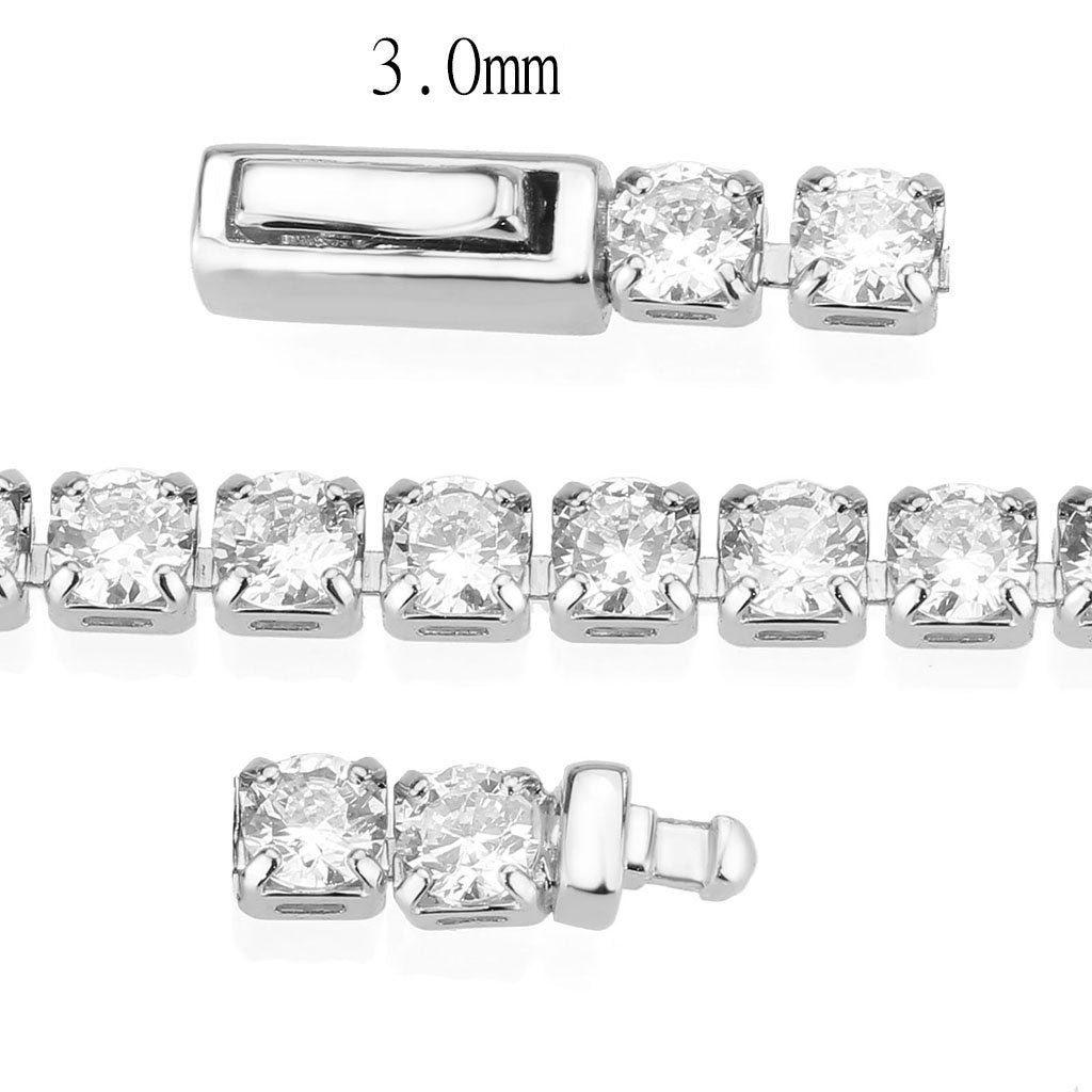 Rhodium Brass Bracelet with AAA Grade CZ in Clear